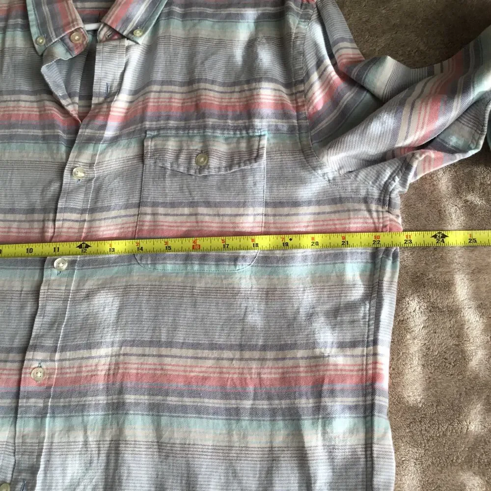 VINEYARD VINES Sunset Lake Stipe Slim Fit Crosby Shirt Cotton Linen blend sz L